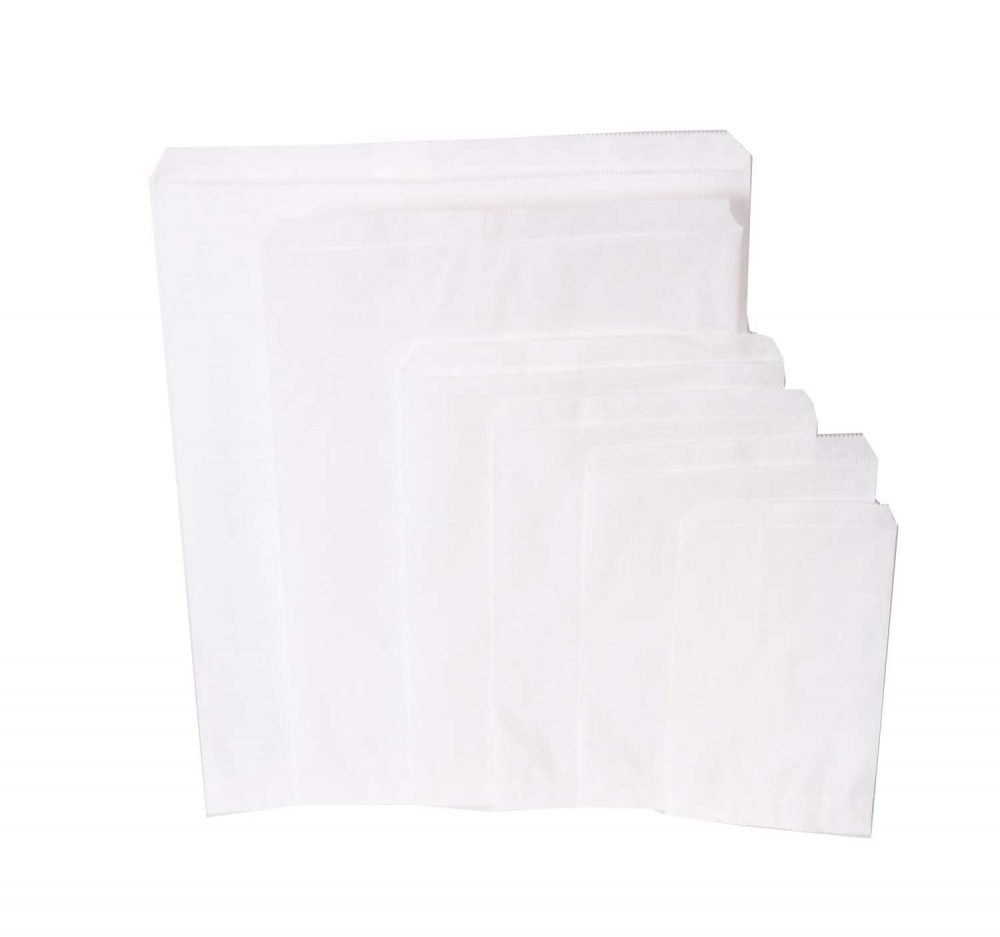 1000 peças Sacos de papel Branco escolha de vários tamanhos